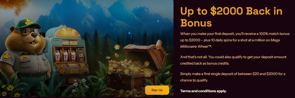Get up to $2000 back in bonus plus 10 daily spins